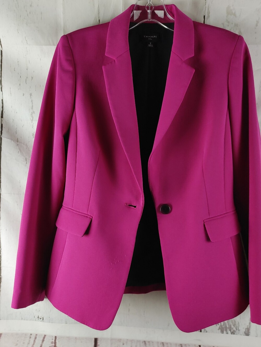 Tahari Women's Fuschia Pink Single-Button Blazer Size 2 - Picture 9 of 14